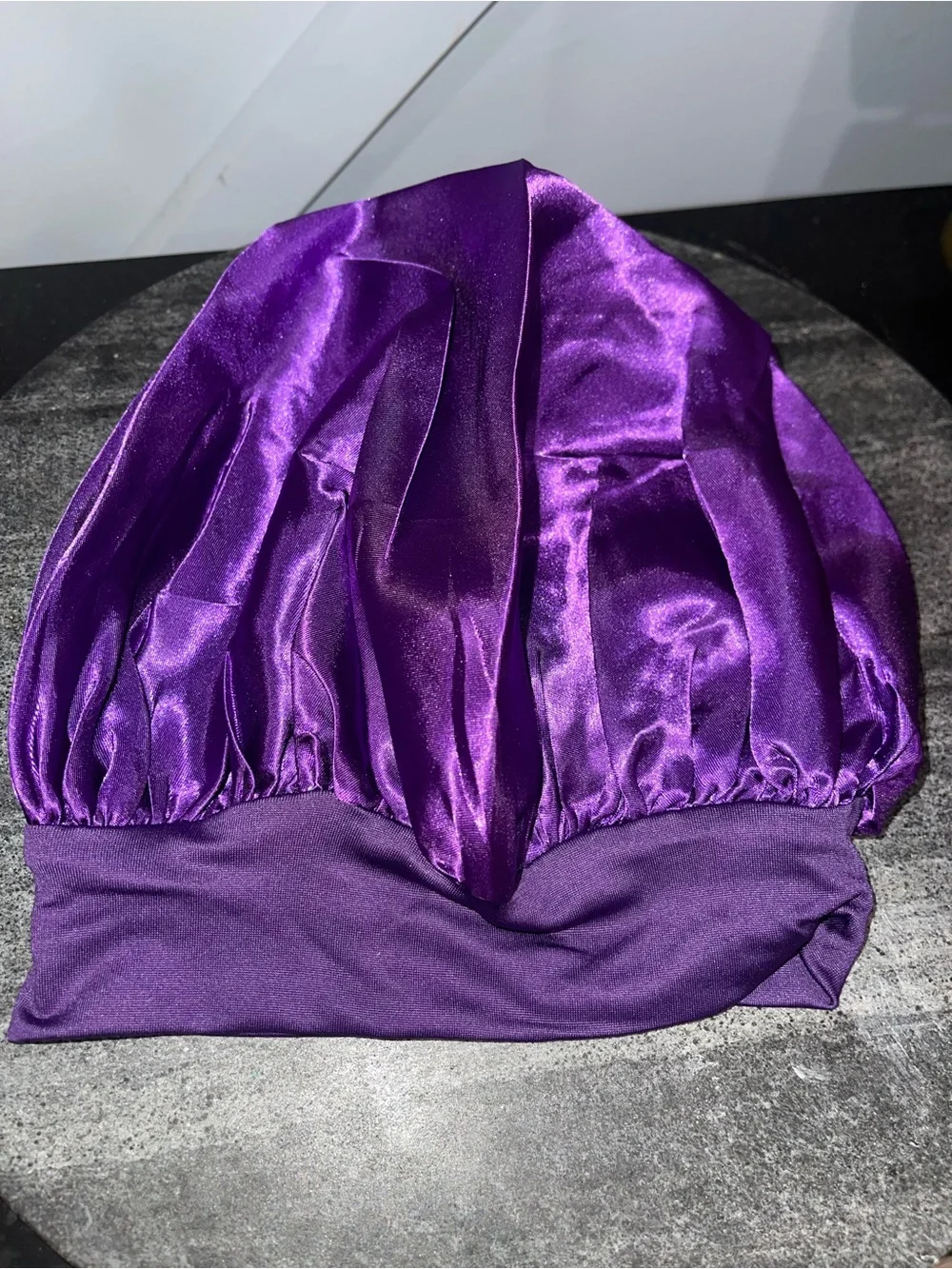 Purple Satin Sleep Bonnet for Adults - Stretchy Nightcap